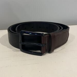 Tommy Hilfiger Men's Adjustable Black Brown Leather Dress Belt Buckle 42